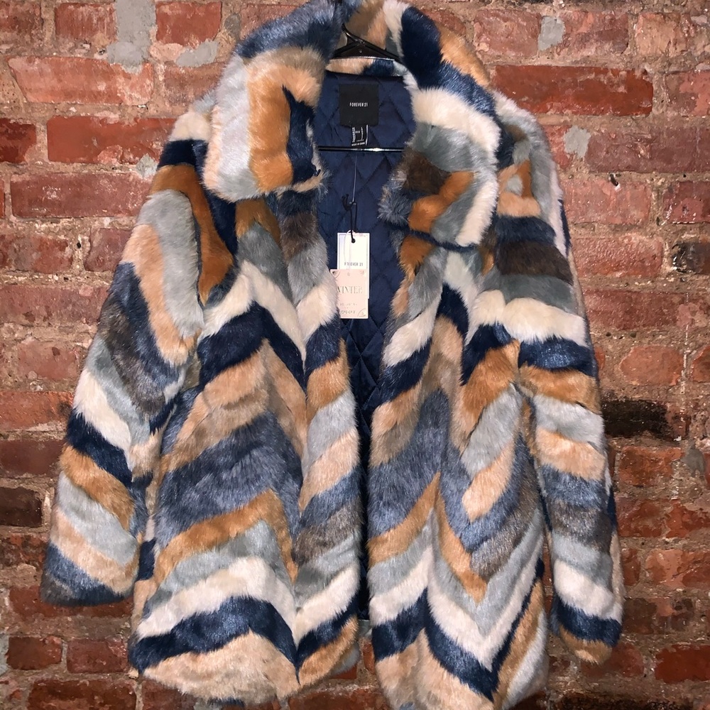 Multicolor Faux Fur Coat